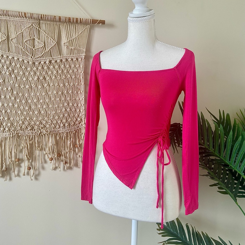 Urban Outfitters Aliyah Cinched Long Sleeve Top